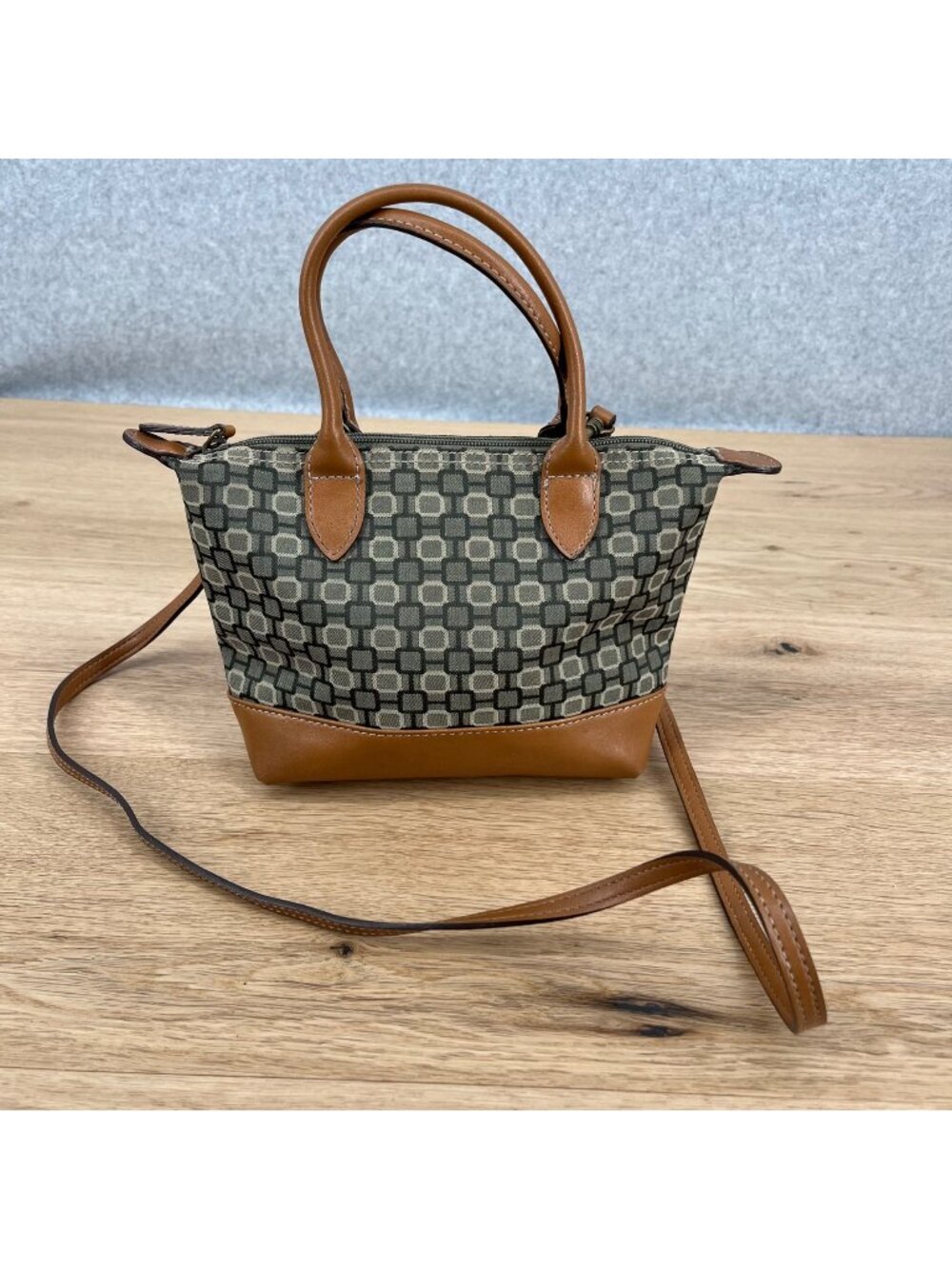Nine West VTG Mini Purse Bag Brown Gray 90s Y2K Shoulder Strap Double Handle